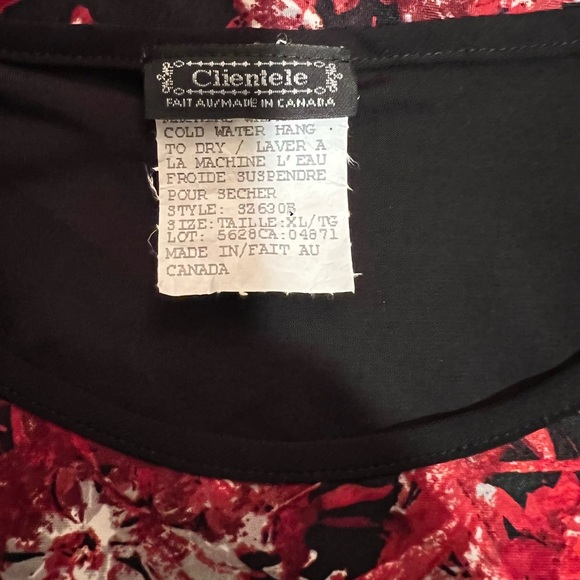 Clientele Vintage Red/Black/White Floral Print Top sz XL - Picture 2 of 12